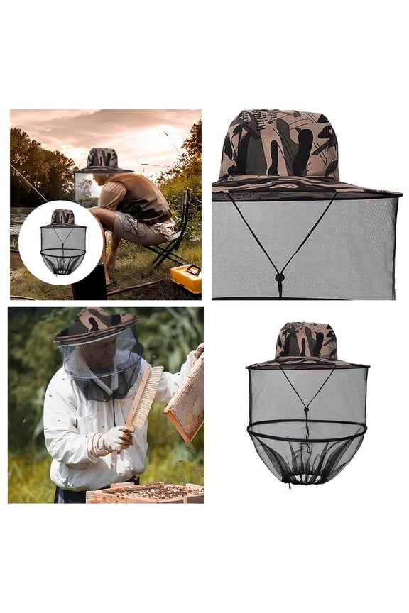 Outdoor Protective Cover Mesh Hat for Men Women - Gnat Fly Face Netting Cap for All Activities in Sun Camping Hiking and Fishing