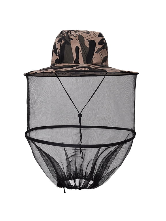 Protective Cover Men Women Head Mesh Hat Sun Hat Gnat Fly Face Netting Cap Boonie for All Outdoor Activities