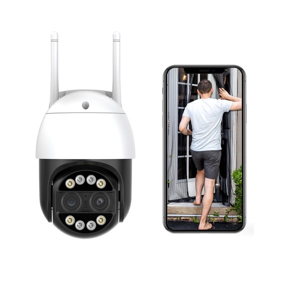 Outdoor Ptz Security Camera, 4Mp Wifi Ptz Camera for Home Security, 360° View, Pan Tilt Zoom, Ip66 Weatherproof, Night Vision, Two-Way Audio, Works with 2.4Ghz Wifi