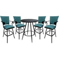 thumbnail image 1 of Jenna Outdoor Pub Set with 30" Stool Arms Padded Back in Aqua/Black Frame, 1 of 3