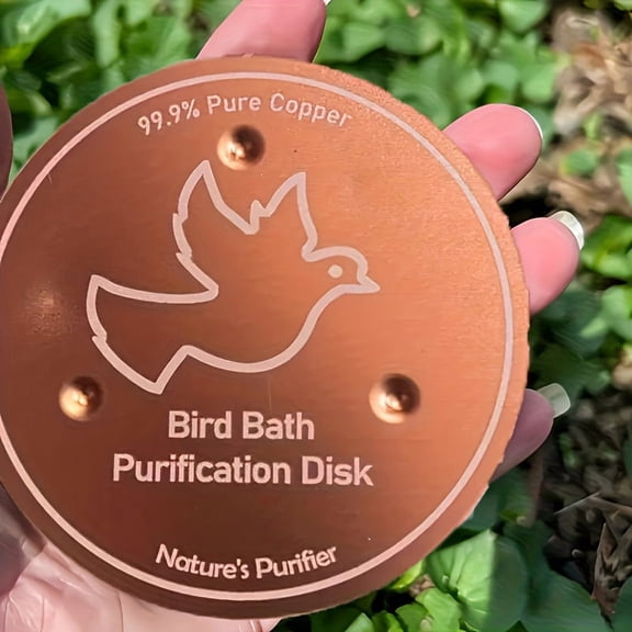 Outdoor Pure Copper Bird Bath Bowl - Natural Pondsafe Purification System with 3-Point Stable Base, Durable 0.6mm Copper Water Disinfection