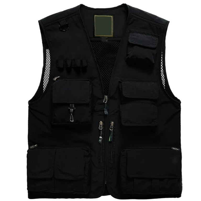 Outdoor Quick-drying Fishing Vest Multi-pocket Breathable Mesh Hiking  Photography Vest 3XL Black 