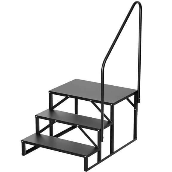 Outdoor RV Stairs, RV Steps with Handrail & Anti-Slip Panel - 660lb Capacity Portable Alloy Steel Ladder for Easy Access to RVs, Hot Tubs, and Travel Trailers