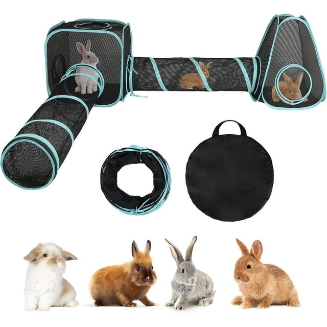 Outdoor Rabbit Tent with Tunnel, 4 in 1 Portable Large Rabbit Pop Up