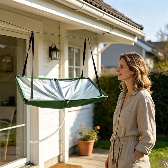 Outdoor Rain Water Collector Tarp Portable Rain Catcher Mat with 1m Hose Foldable Design Reusable Water Storage Bag for Garden RV Patio Outdoor Rainwater Harvesting,1pc