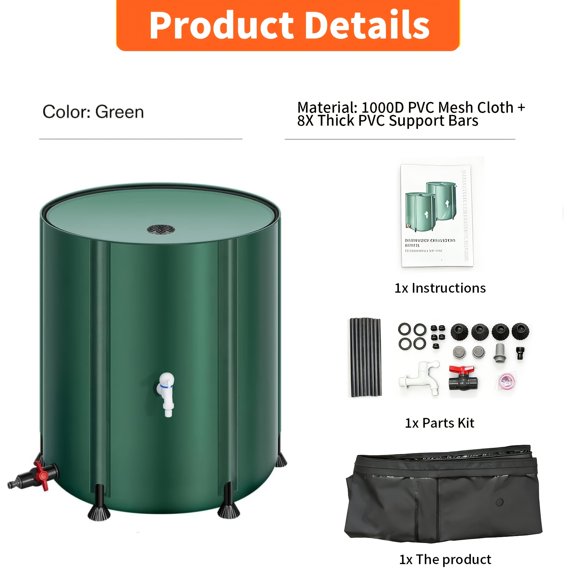 Outdoor Rainwater Barrel, Portable Water Storage Solution for Spring and Summer, Foldable and Portable, Ideal for Emergency Water Supply, Garden Watering, Courtyard Cleaning, Multiple Sizes Available