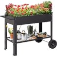 Outdoor Raised Garden Bed on Wheels with Legs, 32'' Tall Elevated