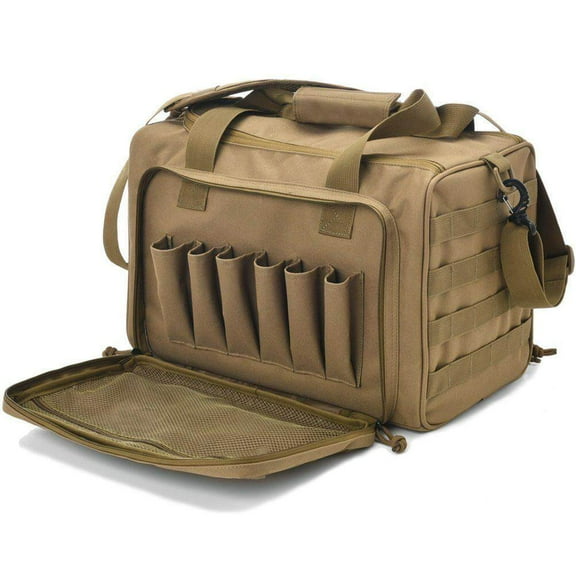 Outdoor Range Bag for Handguns and Riffle Shooting Duffle Range Pistol Bag with Dividers and Webbing Multi-function Storage Bag