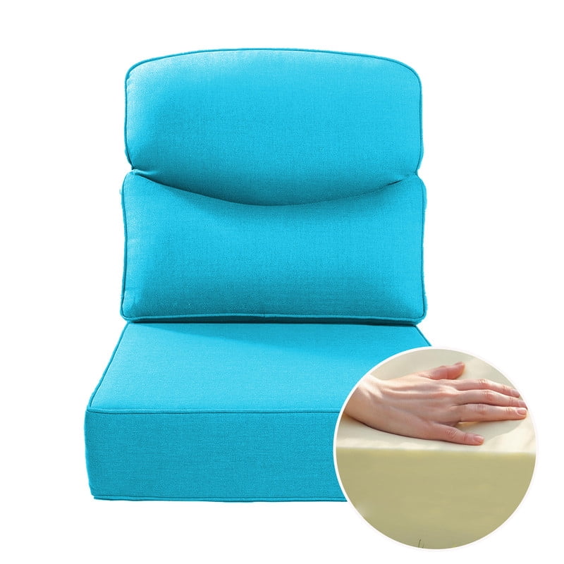 Outdoor Rattan Chair Cushions, Waterproof Patio Chair Replacement Cushions, 6in Thick Seat Back Cushion for Deck Yard and Poolside（Lake blue）