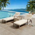 thumbnail image 1 of Outdoor Rattan Chaise Lounge Set of 2, 5-Position Adjustable, Folding Patio Pool Chair with Cushions, Beige, 1 of 7