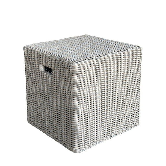 Outdoor Rattan Cube Side Table 20 Nautilus Grey - Padma's Plantation-Color:nautilus grey,Material:Rattan