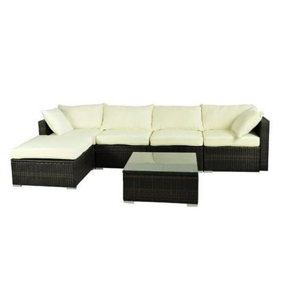 Outdoor Rattan Garden Wicker Sofa Sectional Patio Furniture Set - 6 Piece