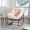 thumbnail image 1 of Outdoor Rattan Rocking Chair with Padded Cushion, Oversized Rocking Papasan Chair, Papasan Recliner Chair, Rocking Egg Chair  for Front Porch, Living Room, Patio, Garden, Pink, 1 of 9