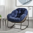 thumbnail image 1 of Outdoor Rattan Rocking Chair with Padded Cushion, Oversized Rocking Papasan Chair, Papasan Recliner Chair, Rocking Egg Chair  for Front Porch, Living Room, Patio, Garden, Navy Blue, 1 of 9