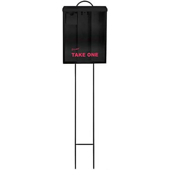 Outdoor Real Estate Brochure Box, Attached Yard Stake, Holds 250 8.5 X 11 Documents And 60 Business Cards, Flyer Literature Marketing Stand (1 Pack - Black)