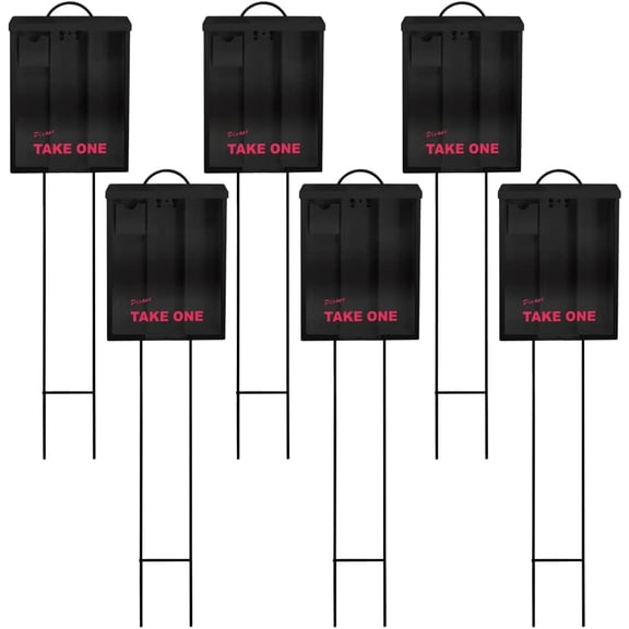 Outdoor Real Estate Brochure Box, Attached Yard Stake, Holds 250 8.5 x 11 Documents and 60 Business Cards, Flyer Literature Marketing Stand (6 hukfga - Black)