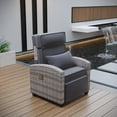 thumbnail image 1 of Outdoor Reclining Chairs, Reclining Patio Chairs with Extended Footrest, Adjustable Rattan Patio Lounge with Flip-Up Table, Air Pump 150° Lay Flat Reclining Chair, 1 of 8
