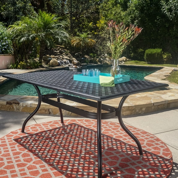 Outdoor Rectangle Table - Aluminium With Lovely Cast Aluminum Elegant Design