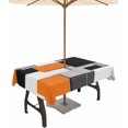 thumbnail image 1 of Outdoor Rectangle Tablecloth with Umbrella Hole and Zipper, Orange Grey Black Geometric Waterproof Table Cover, Modern Abstract Art Washable Patio Tablecloths for Party Picnic, 60"x84", 1 of 6