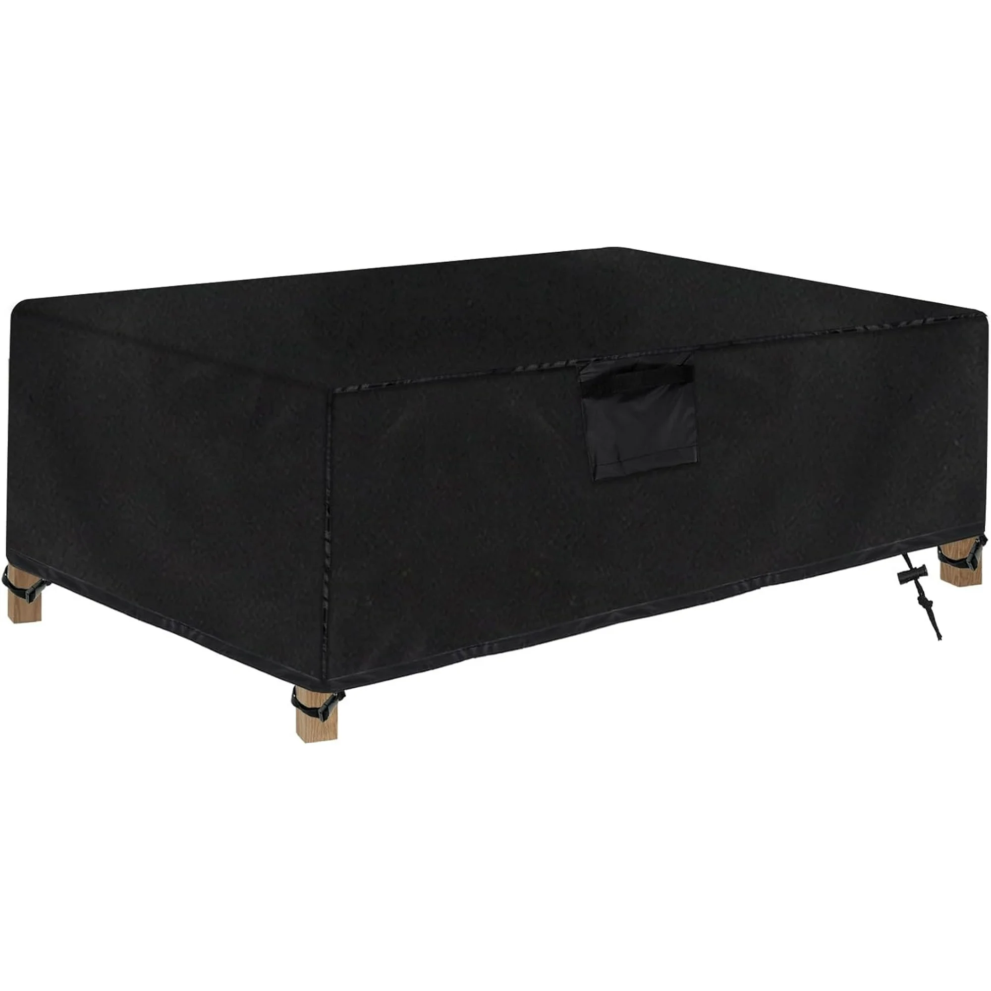 Outdoor Rectangular Coffee Table Cover 42x24x18 Inch Waterproof Windproof Heavy Duty Oxford Patio Furniture Protector Black