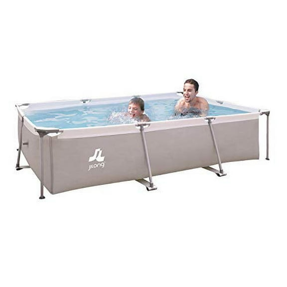 Outdoor Rectangular Frame Above Ground Swimming Pool with Easy Setup Polyester Steel Super 10'x6.8'x25.6