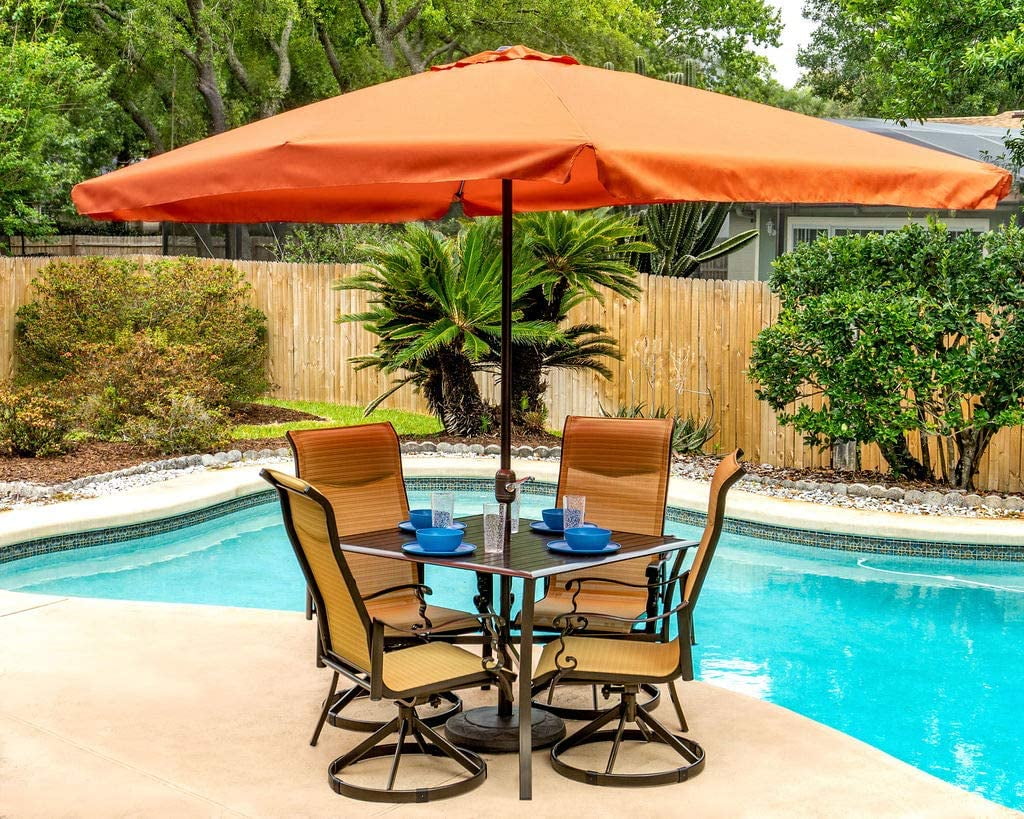 Outdoor Rectangular Market Patio Umbrella with Flap and Vented Top Brick