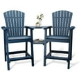 thumbnail image 1 of Outdoor Recycled Poly Adirondack Barstools with Connecting Tray, Tall Adirondack Chairs Bar Chairs for Deck, Balcony, Backyard, Patio Bar Stool Chair with High Back Weather Resistant Set of 2, 1 of 7