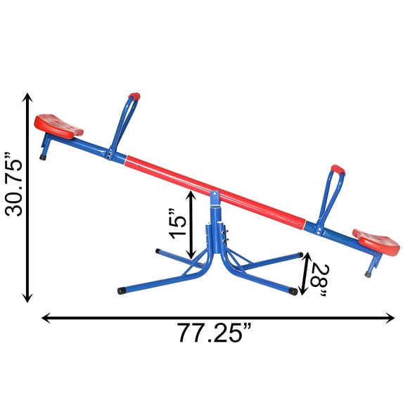 Outdoor Red and Blue Metal Rotating Seesaw