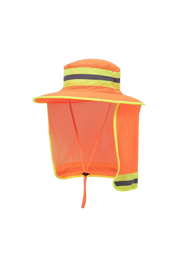 Outdoor Reflective Sun Protection Work Hat with Wide Brim and Breathable Mesh for Sanitation and Construction Tasks