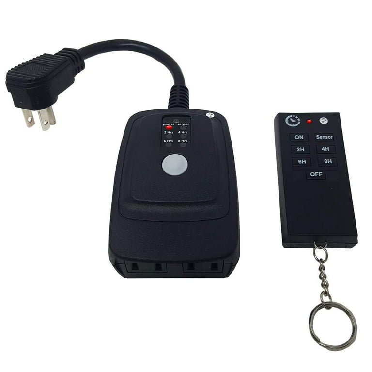 2 Outlet Power Switch Plug Weatherproof Outdoor Light Wireless Remote  Control
