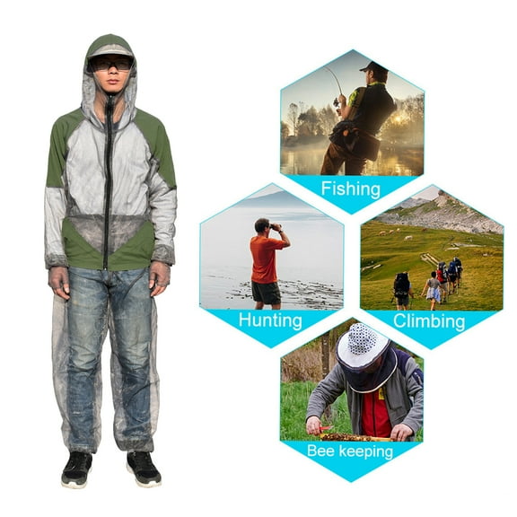 Outdoor Repellent Suit Bug Jacket Mesh Hooded Suits Fishing Hunting Camping Jacket Protective Mesh Fishing Clothes Prevent Suit