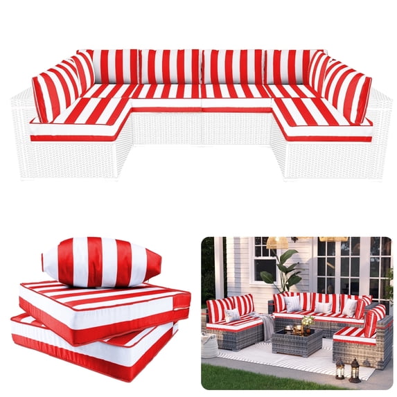 XXLYY Outdoor Replacement Cushions for Patio Furniture, 14 Piece Patio Sectional Cushions, 4" Water-Resistant Replacement Sofa Cushions Fits 6-seat Rattan Conversation Set
