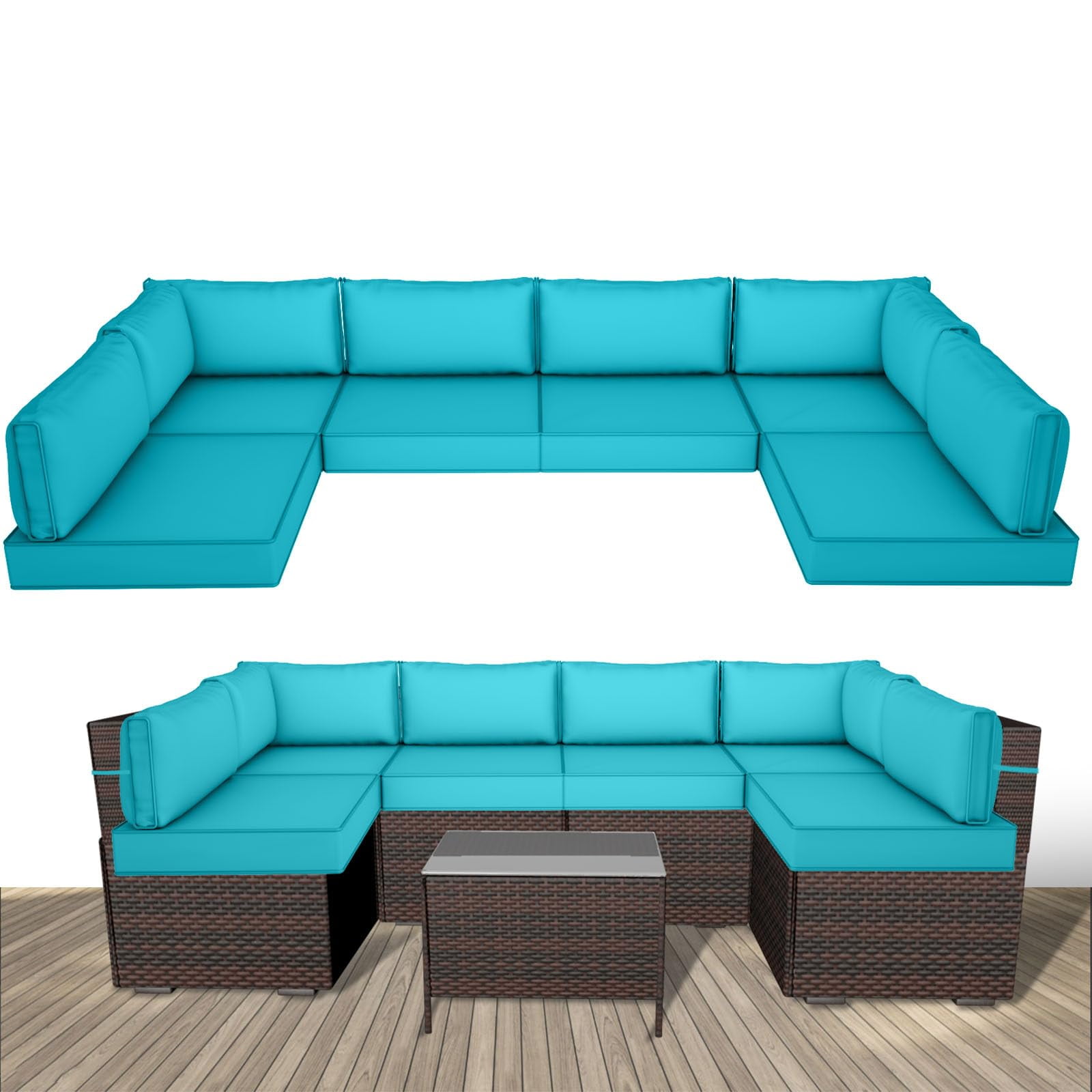 Outdoor Replacement Cushions for Patio Furniture,14Piece Patio WaterResistant Replacement Sofa
