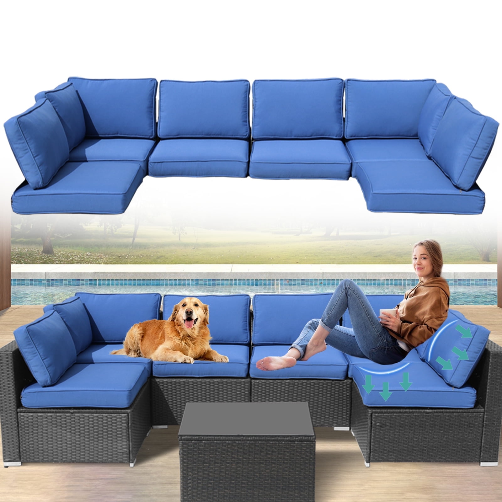 Udpatio outdoor cushions for patio furniture 4 replacement cushions
