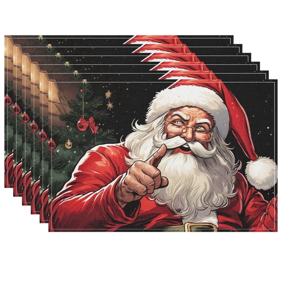 Heat-Resistant Merry Christmas Cartoon Placemats for Table Dining Table Coffee Table Decoration Comic Style Christmas Character Porch Mat Non-Slip Santa Claus Cute Front Door Mat Set Of 6 17.7x13in