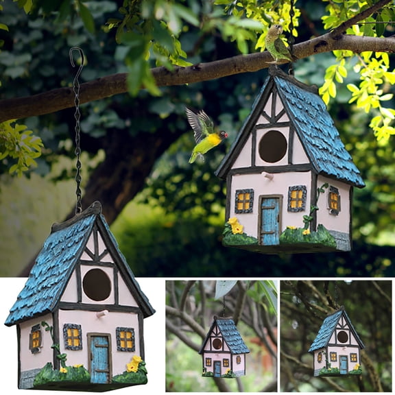 Outdoor Resin Bird Nest Feeder, Weather Resistant Anti Aging Material, Rustproof Hardware Accessory, Natural Rustic Style, Practical Shelter Decor for Courtyard Lawn Garden Wildlife Landscaping