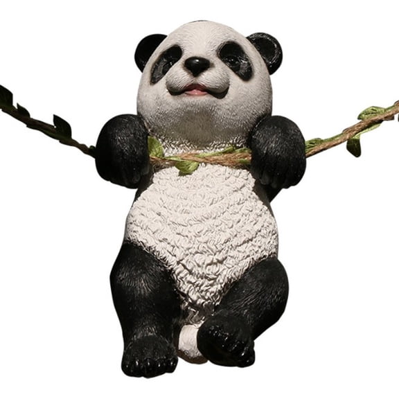 Outdoor Resin Panda Ornament on Swing for Creating a Fun Garden Atmosphere