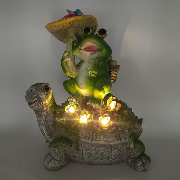 Outdoor Resin Riding Turtle Garden Statue,Solar Lights Outdoor for Garden Yard Patio Pathway,Solar Garden Decorations Turtle with Solar Light,Solar Lights for Outdoor Yard Garden