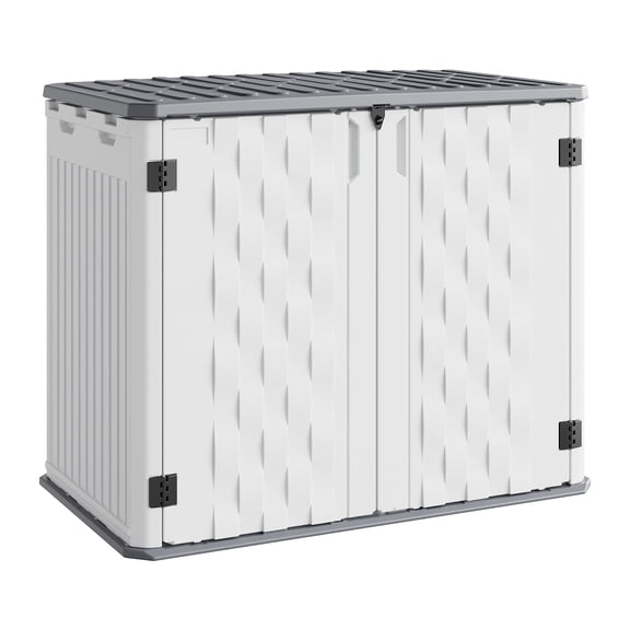 Outdoor Resin Storage Cabinet 34 Cu Ft Waterproof Outdoor Storage Box for Patio Tools, Sofa Cushion, Lawn Mower & Garbage Cans