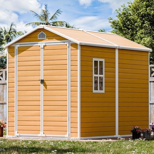 Outdoor Resin Storage Shed 8x6 FT, Plastic Sheds with Floor Window ...