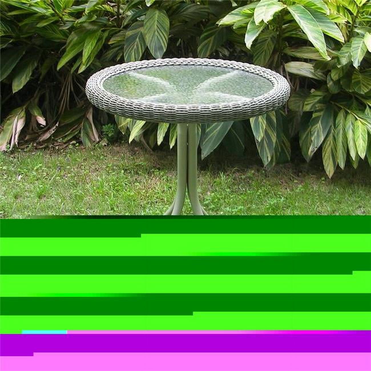 Outdoor Resin Wicker & Glass Top Bistro Table, Antique Moss