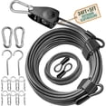 thumbnail image 1 of Outdoor Retractable Clothesline, 3/16" 34ft+5ft Heavy Duty Coated Steel Wire Rope Clothes Line with Windproof Clamps, Portable Drying Line for Travel, Camping, Laundry, and Use, 1 of 4