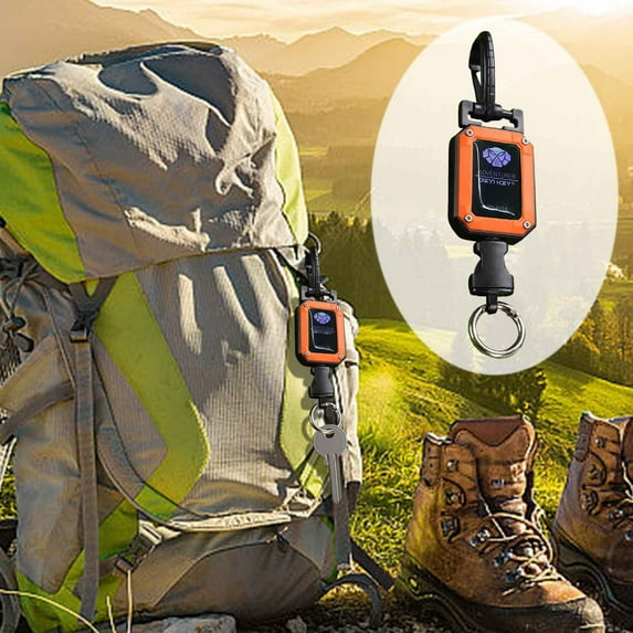 Outdoor Retractable Key Chain, Easy To Pull Buckle Elastic Rope, Extension Line Keychain, Plastic Metal Material, 70cm Expansion Length, 100g Load-Bearing, Secure for Keys ID Cards
