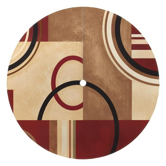 Outdoor Retro Abstract Geometric Tablecloth with Umbrella Hole and Zipper,Round Waterproof Wrinkle Free Table Cloth Decorative Fabric Washable Table Cover for Patio, Party, Picnic 60 X 60 Inch