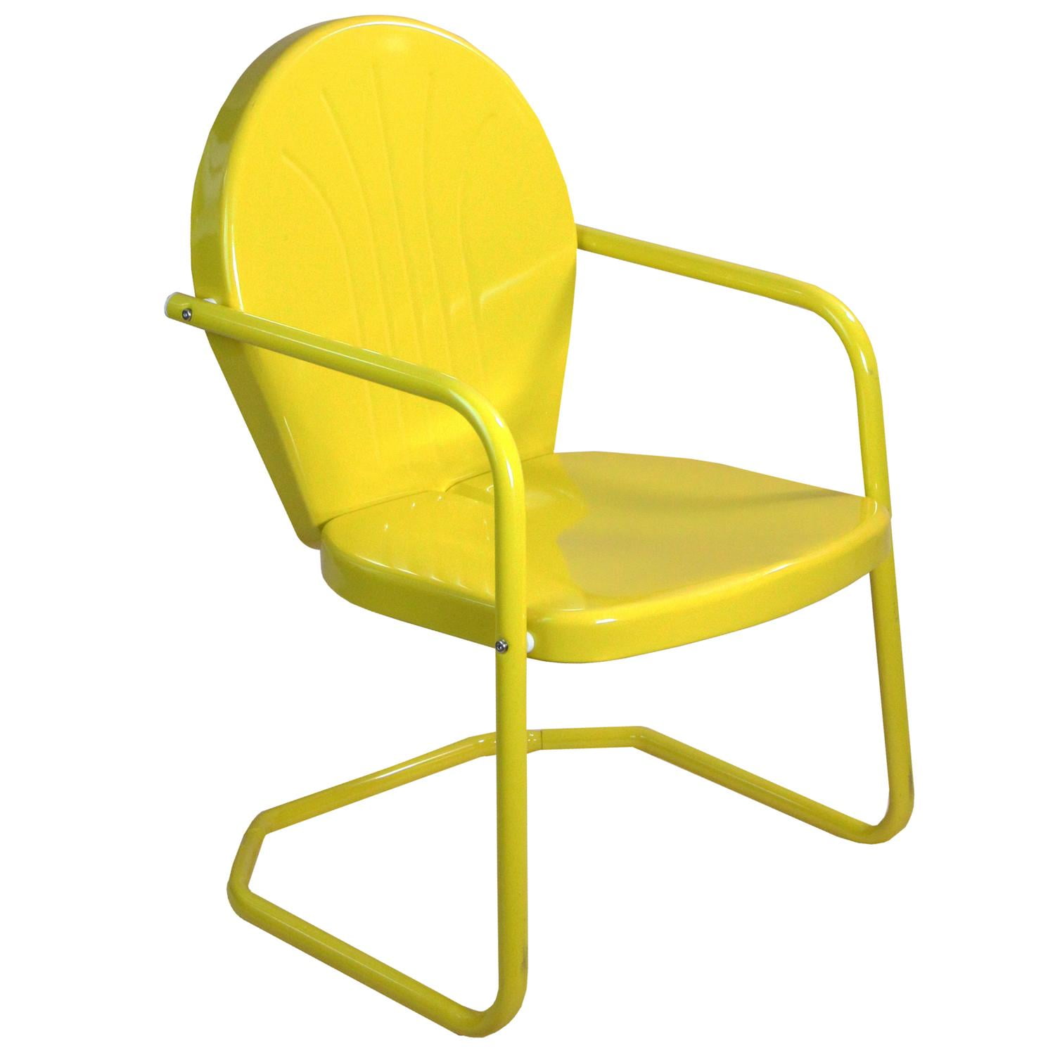 Outdoor Retro Metal Tulip Armchair Yellow