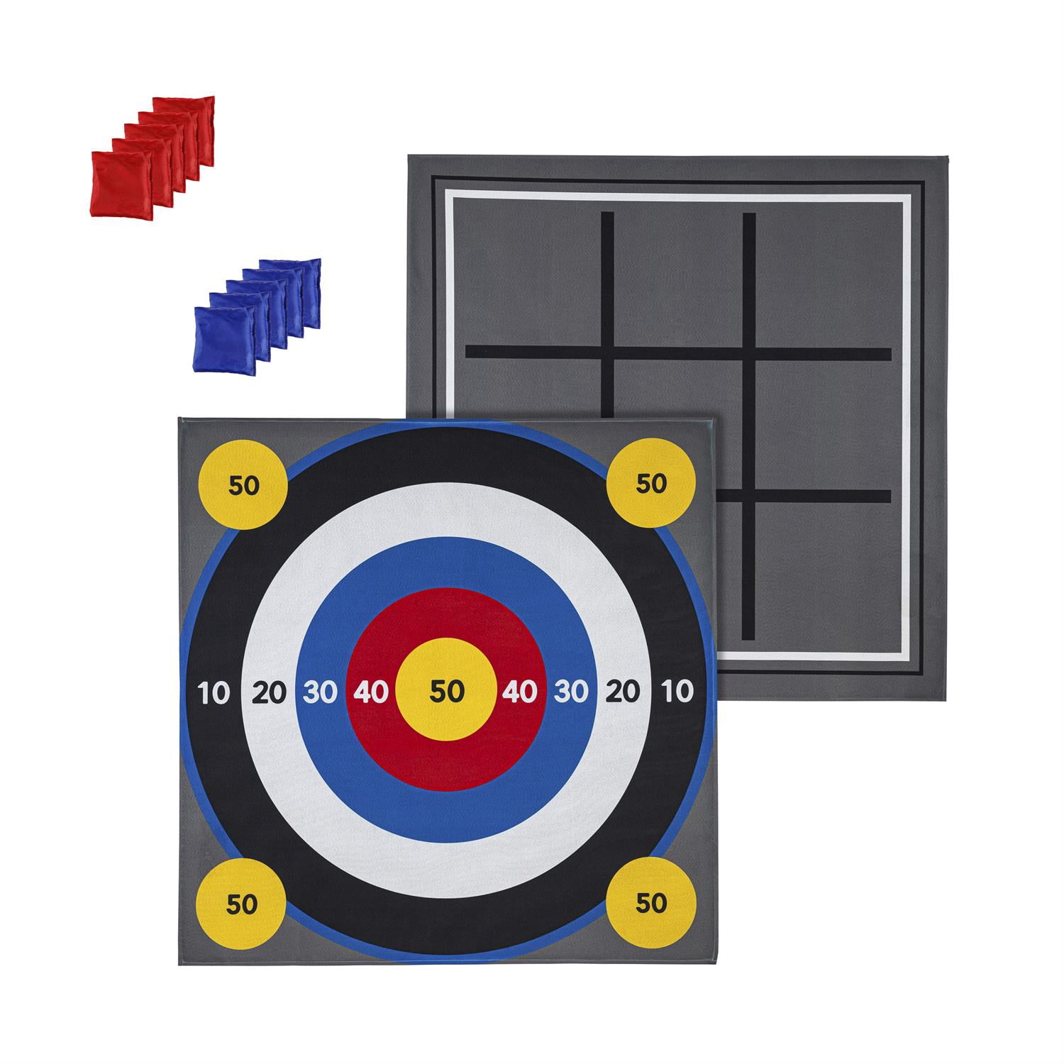 Outdoor Reversible Game Set with Storage Bag, Three In A Row/Target Toss
