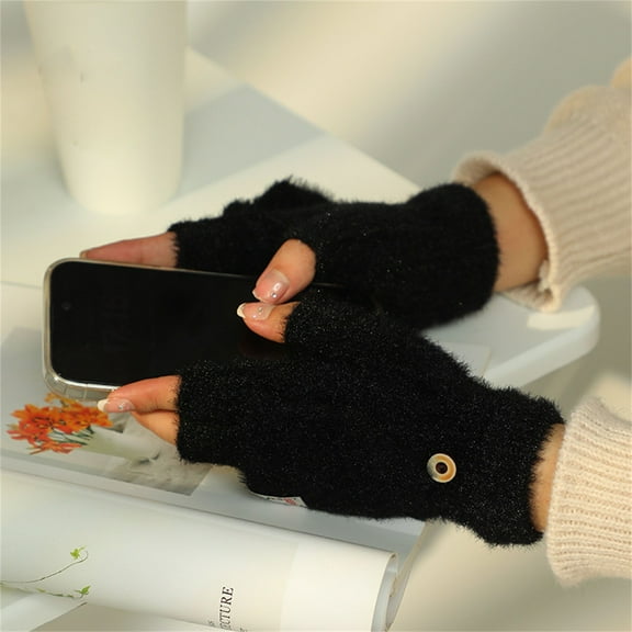 Outdoor Riding And Daily Winter Use Gloves Knitted Thermal Thickened Plush Gloves Anti - Slip Windproof Breathable Screen - Friendly With Touch - Compatible Buttons For Screen