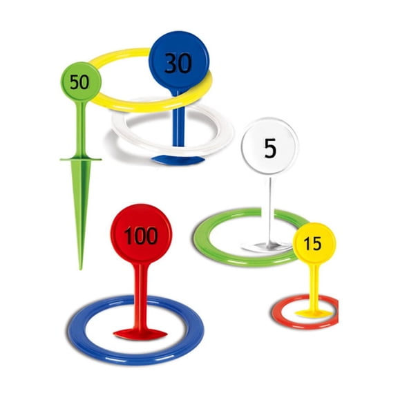 Outdoor Ring Toss Game Set for Adults and Families Beach Lawn Backyard Throwing Activity Plastic Rings with Target Stakes