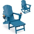 thumbnail image 1 of Outdoor Rocking Adirondack Chairs, with Retractable Ottoman and Cup Holder, HDPE All Weather, 400 lbs, 1 Piece, Navy Blue, 1 of 7