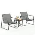 thumbnail image 1 of Outdoor Bistro Set, Lofka 3 Piece Patio Furniture Set with Tempered Glass Side Table, All-Weather Breathable Textilene Metal Frame Chairs for Patio/Garden/Balcony/Poolside (Gray), 1 of 8